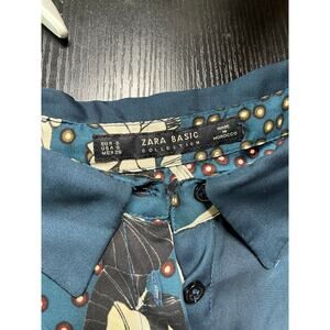 Zara Satin Patchwork Collared Midi Dress with Attached Sash